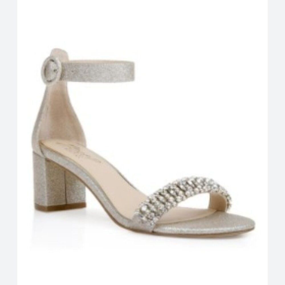 Like New! Jewel Badgley Mischka James Ankle Strap Block Heel in Size 8.5
